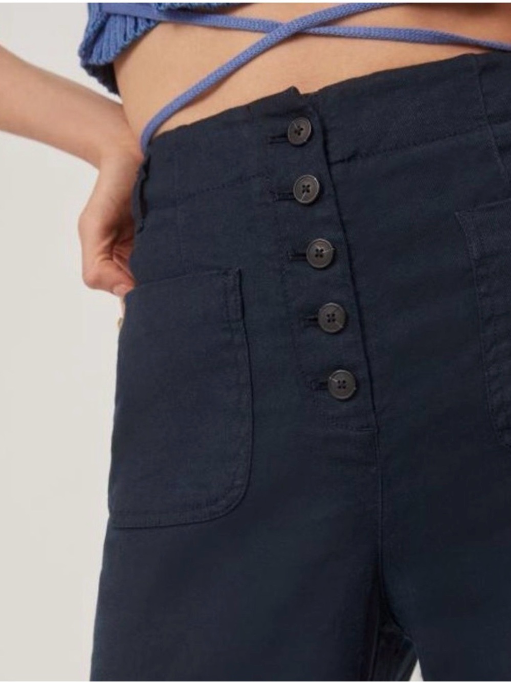 MAEVE for Anthropologie Wide Leg Linen Blend Pants with Button Fly Size 2